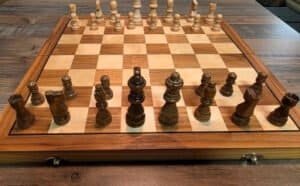 Challenge your friends to a strategic battle. Flip between chess and checkers on this magnetic board, perfect for free play at Dungeon Throwers in Madison.