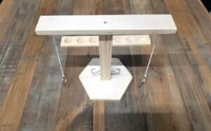 In this game, your goal is to get your ring on the hock by using momentum to get it there. Play it at Dungeon Throwers in Madison.